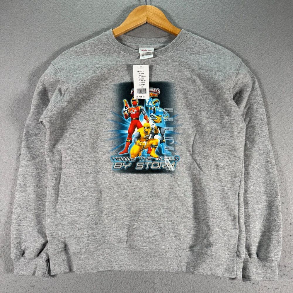 Vintage Power Rangers Ninja Storm Sweatshirt Youth Large 10-12 Gray Disney Store